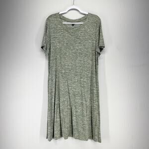 Links Short Sleeve Swing Dress Womens XL Heathered Green Casual Travel Golf